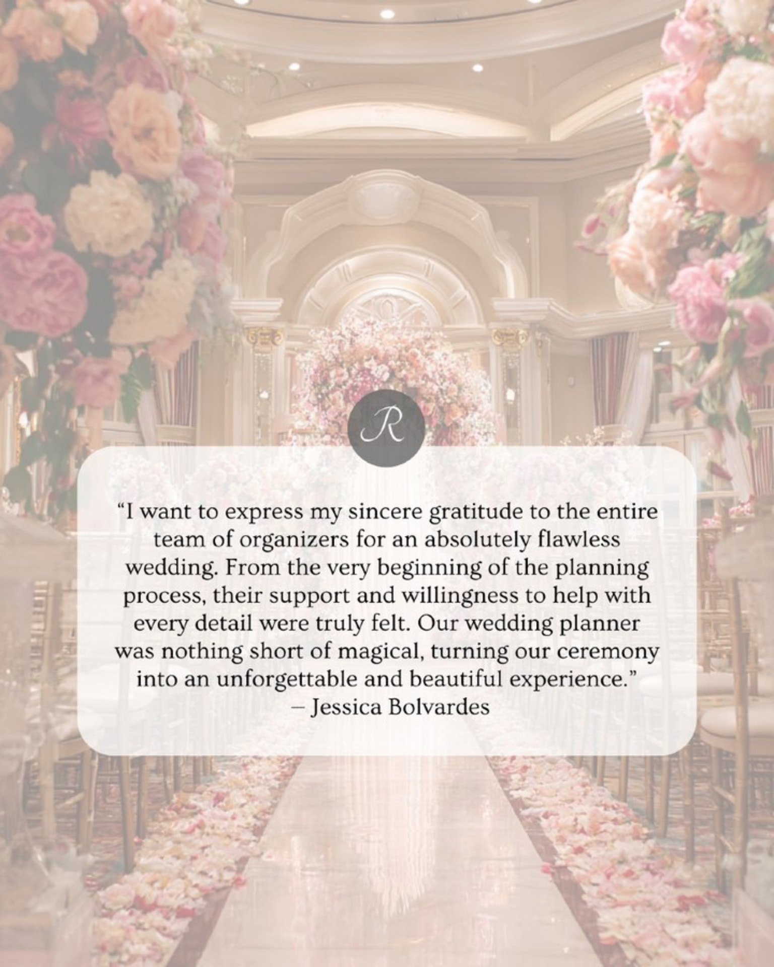 Review from Jessica Bolvardes about her flawless wedding planning experience