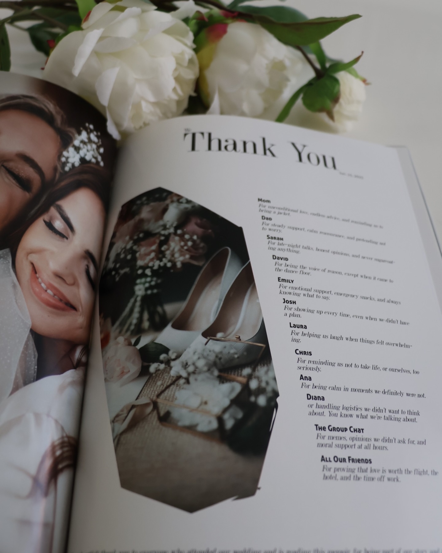 Personalized wedding magazine sample spread