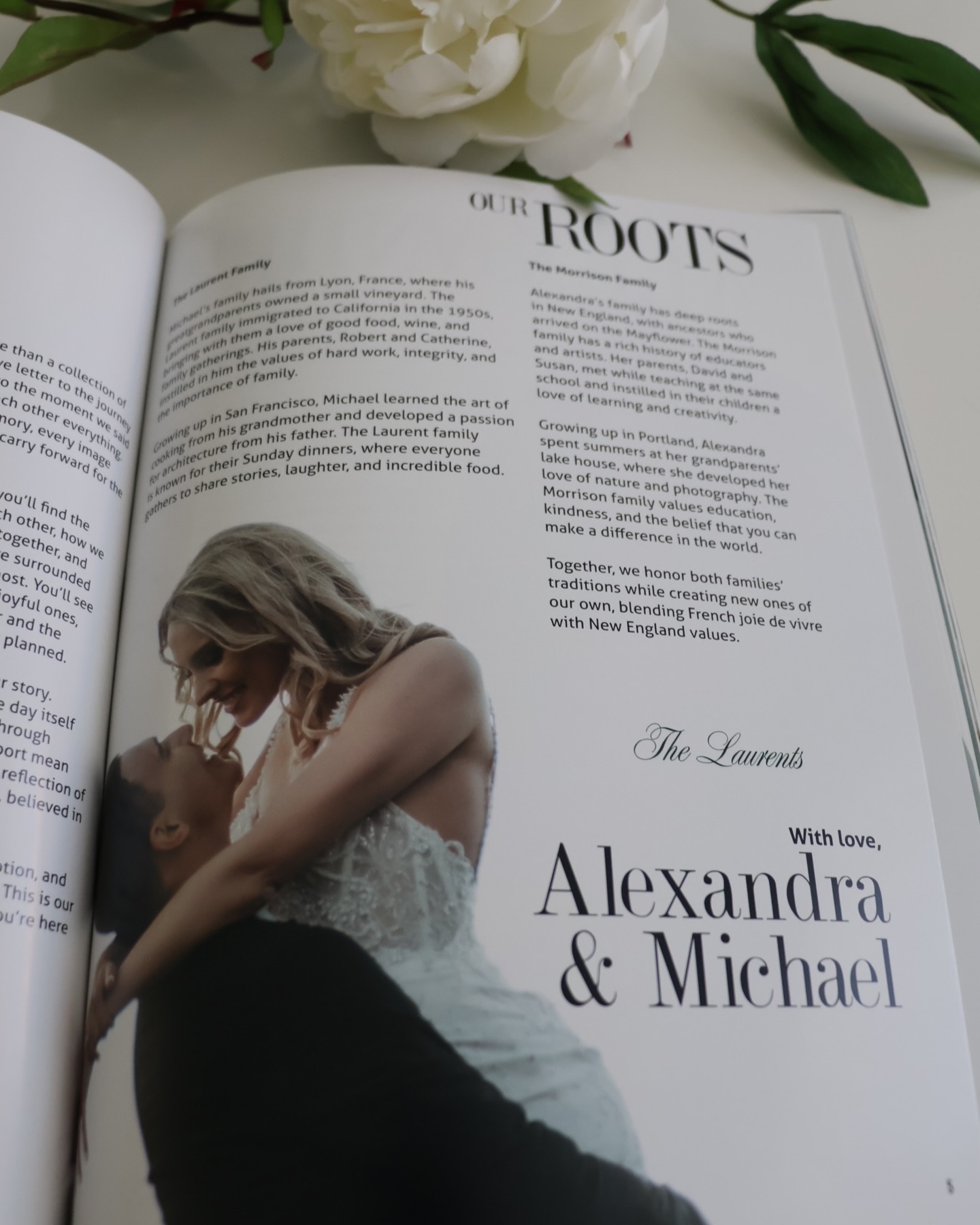 Personalized wedding magazine sample spread