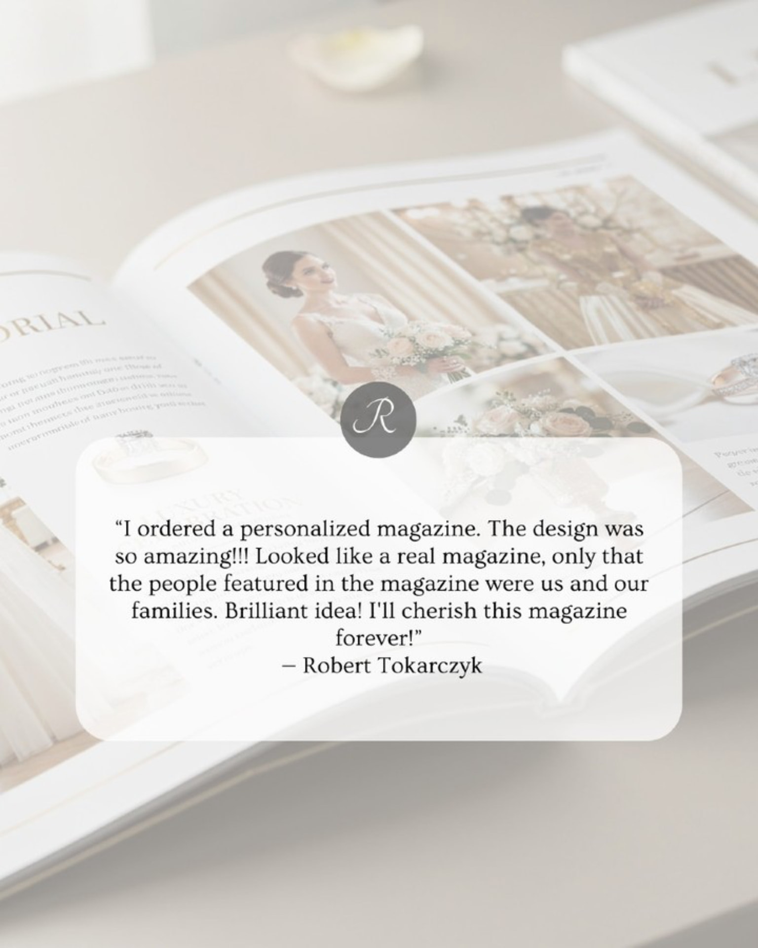 Review from Robert Tokarczyk about his personalized Wedding Wishes magazine