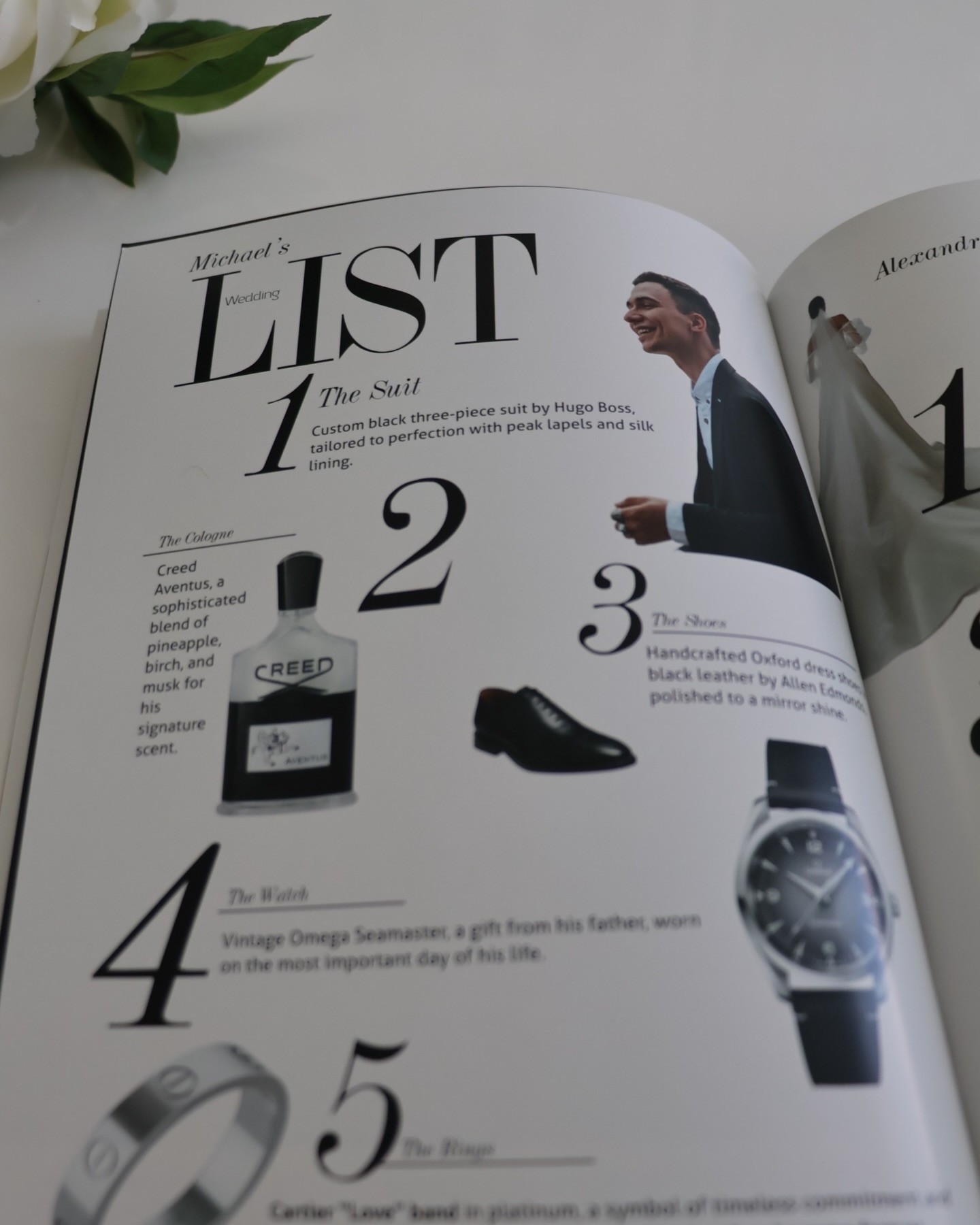 Personalized wedding magazine sample spread
