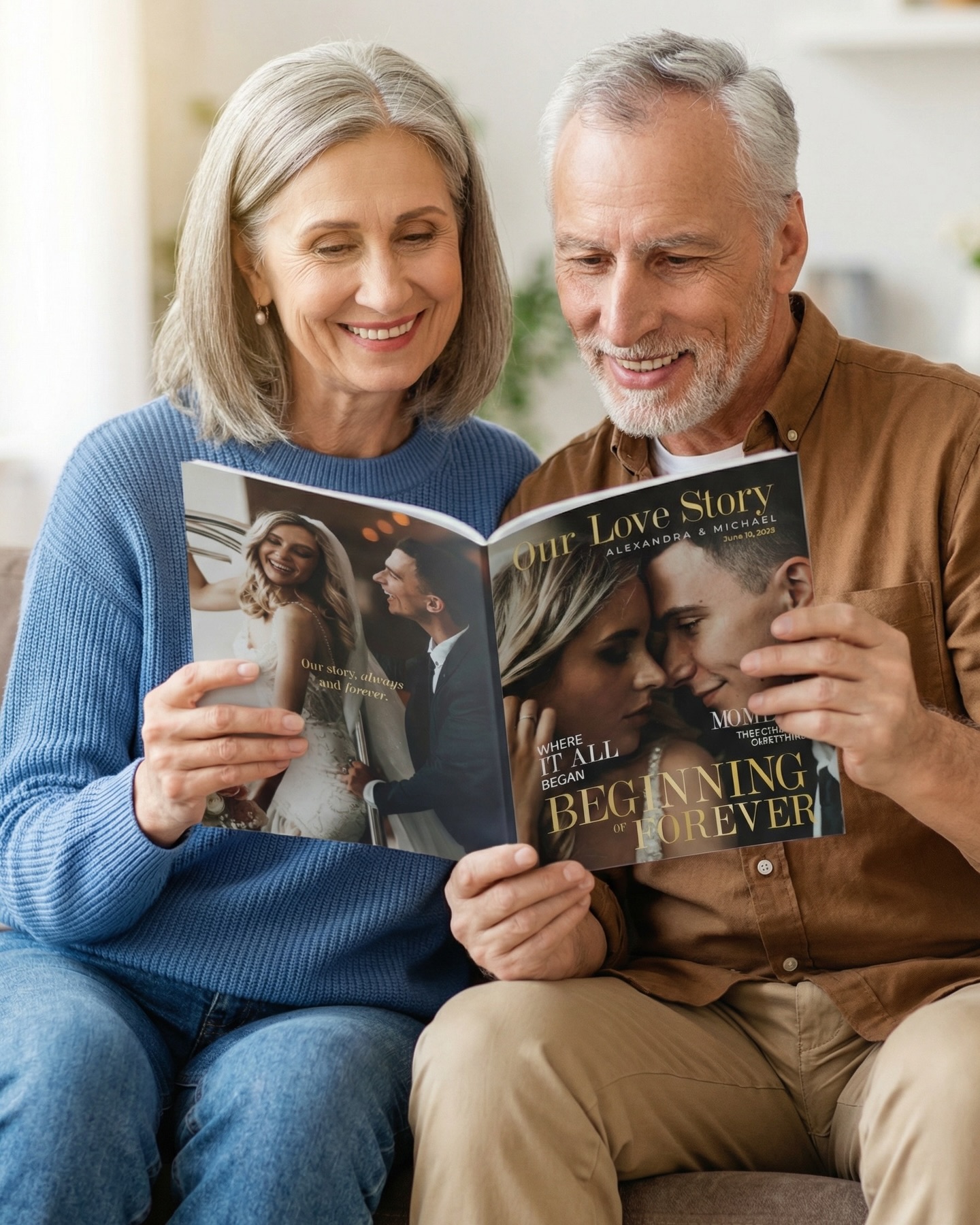 Personalized wedding magazine sample spread