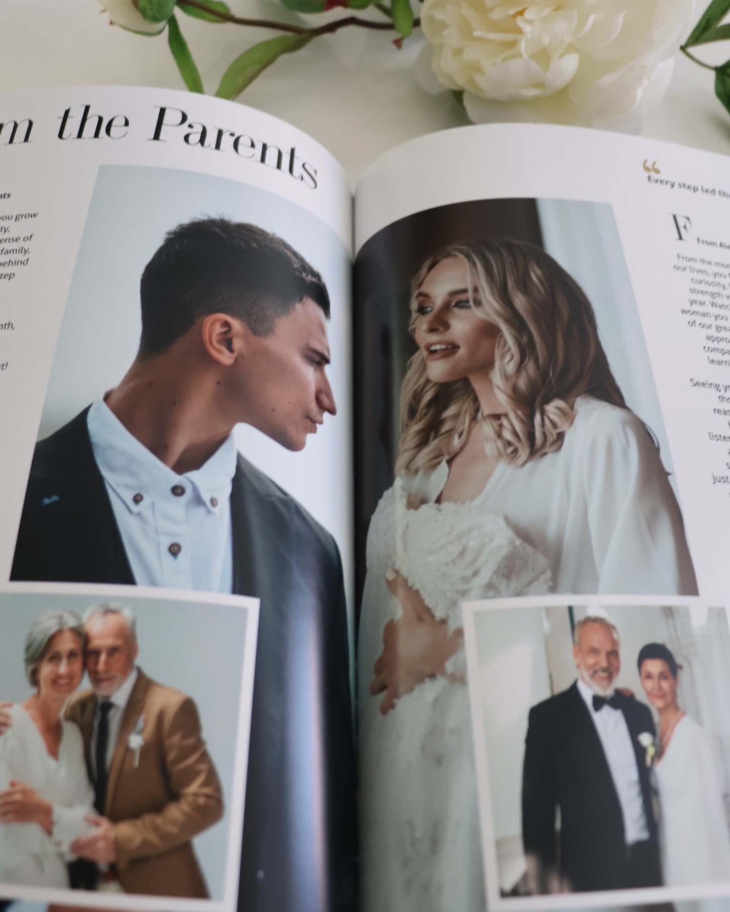 Personalized wedding magazine sample spread