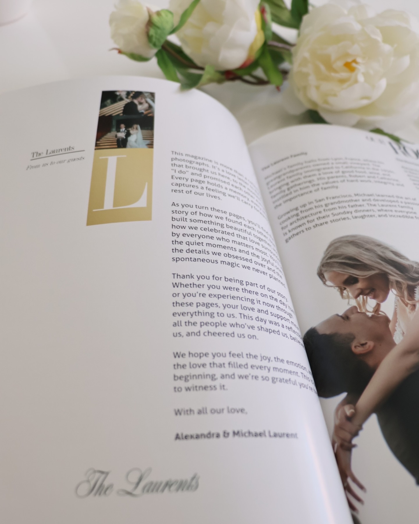 Personalized wedding magazine sample spread