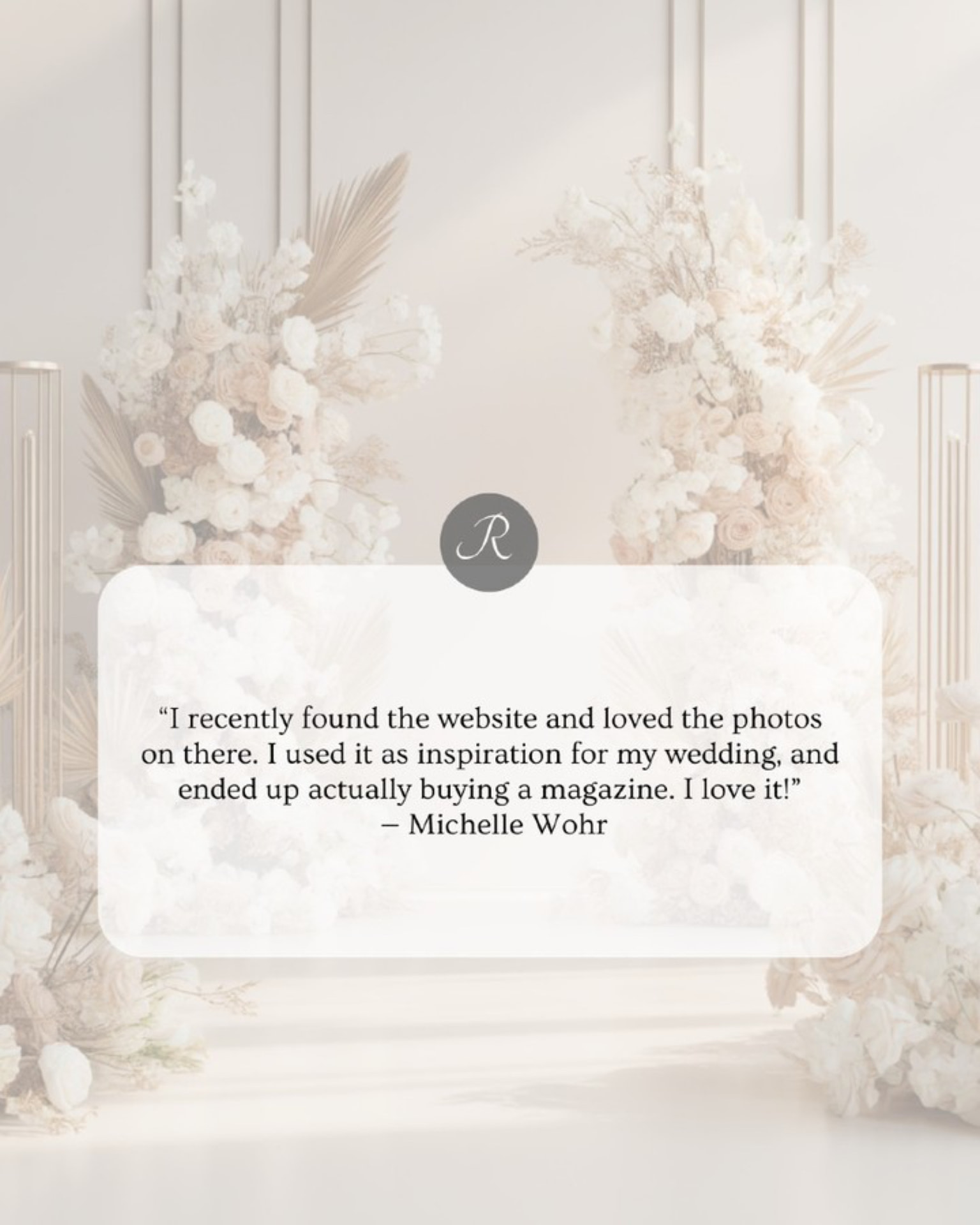 Review from Michelle Wohr about the Wedding Wishes inspiration site and magazine