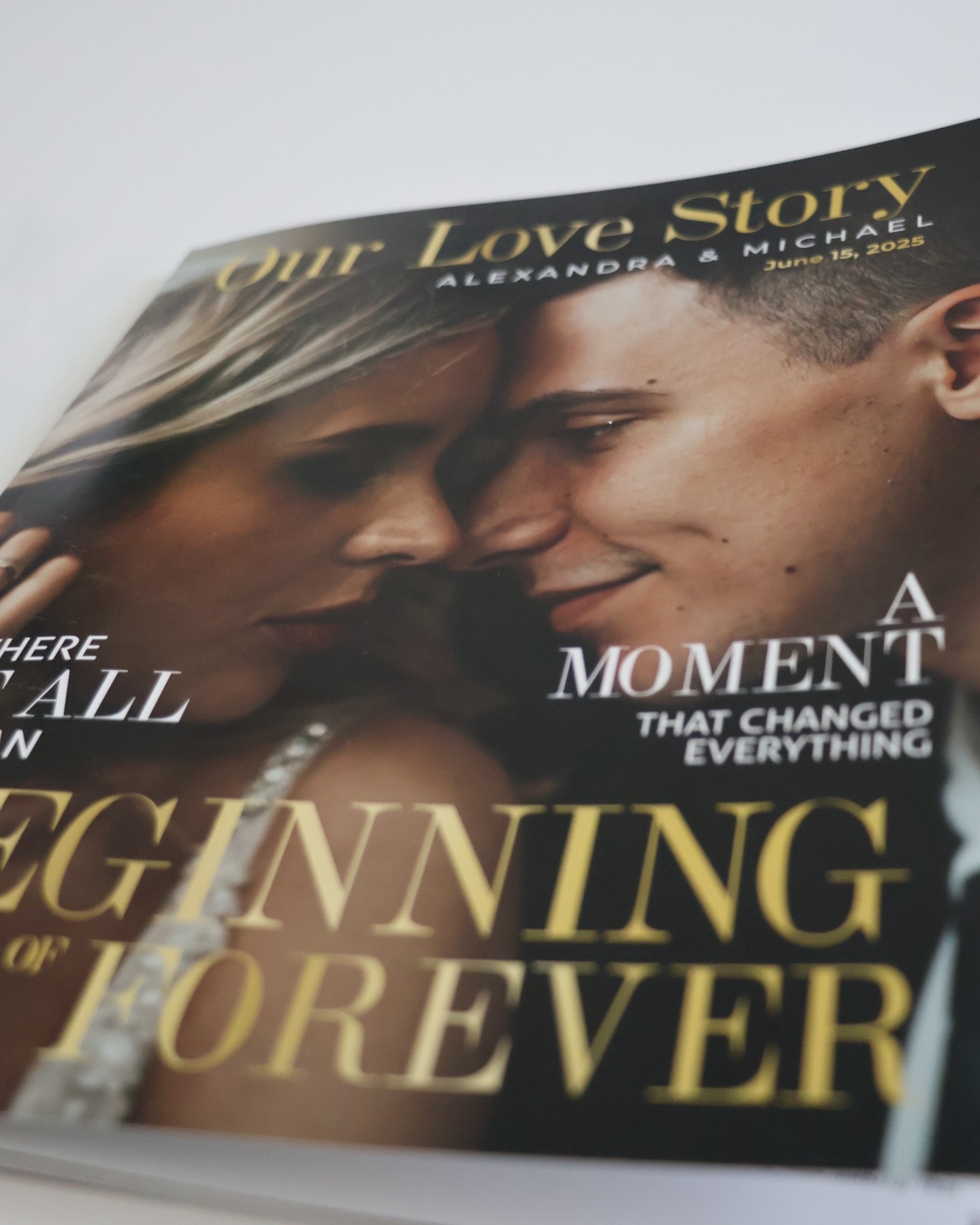 Personalized wedding magazine sample spread